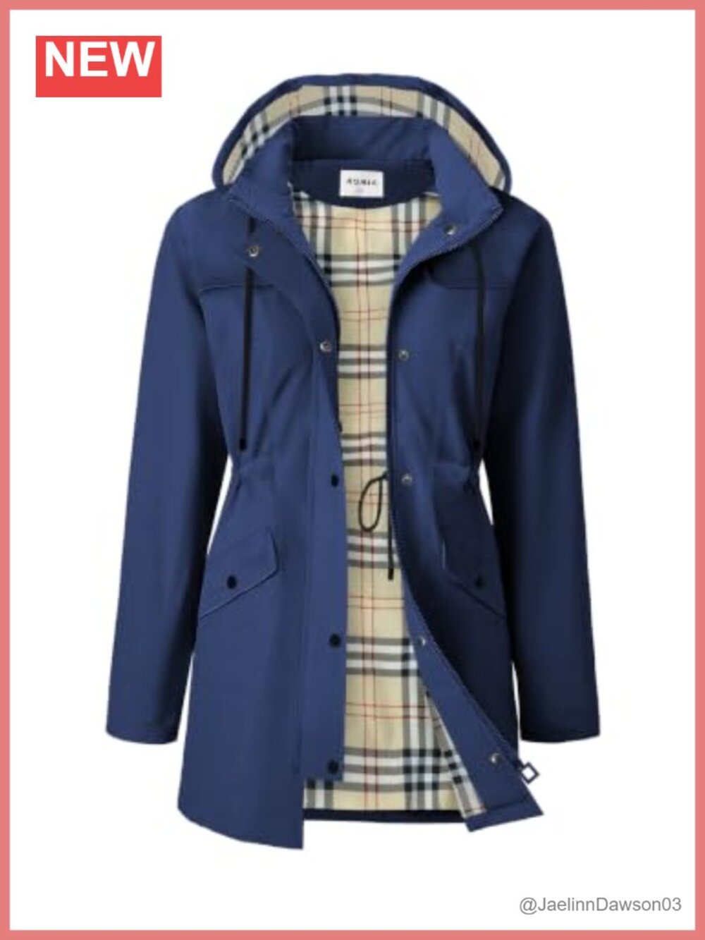 Waterproof Long Hooded Trench Raincoat Lined Windbreaker Jacket